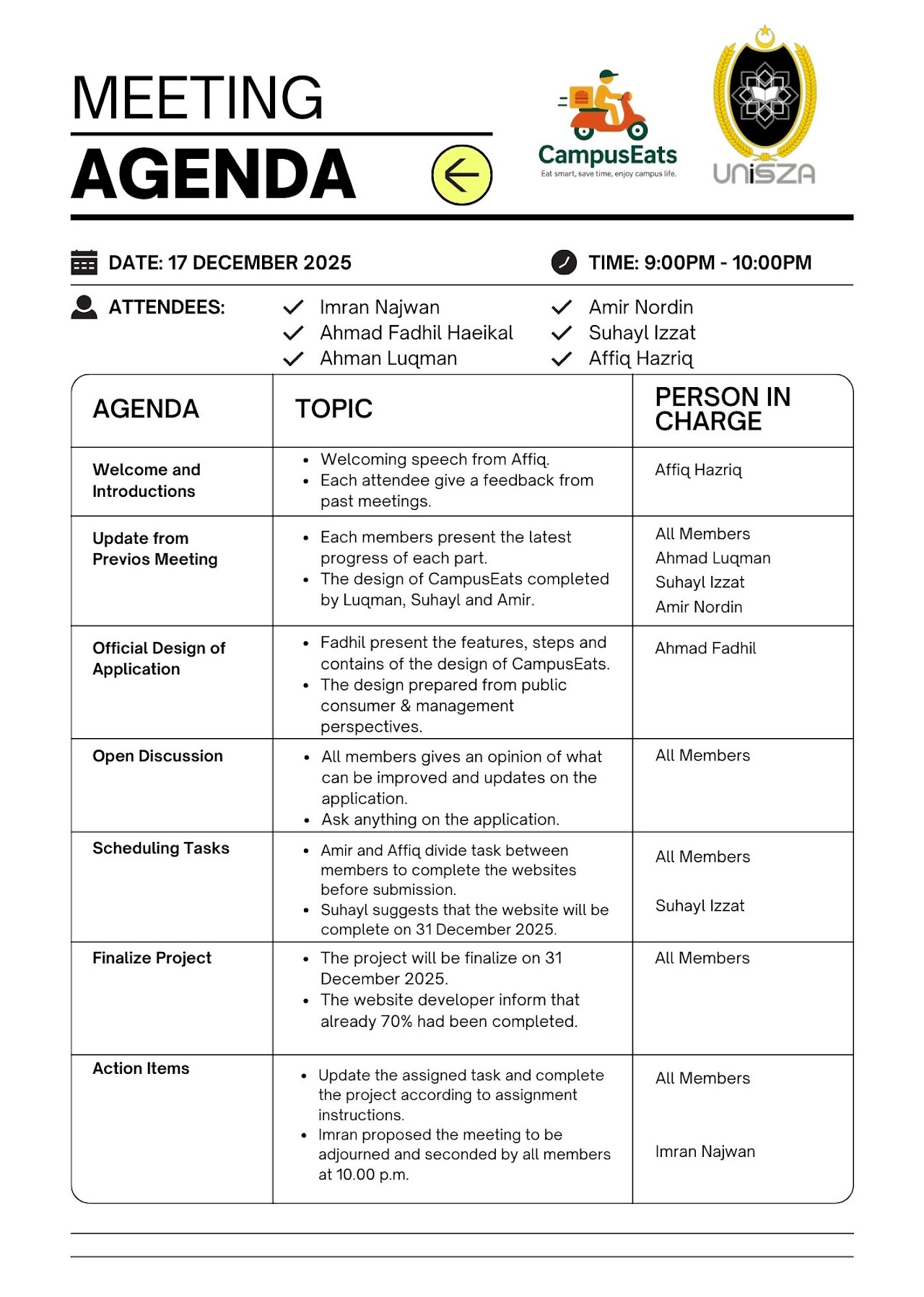 Third Meeting Agenda